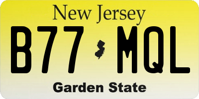 NJ license plate B77MQL