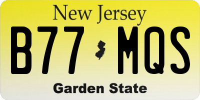 NJ license plate B77MQS