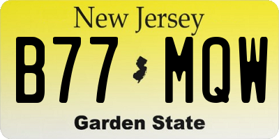 NJ license plate B77MQW