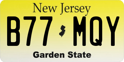 NJ license plate B77MQY