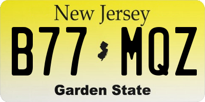 NJ license plate B77MQZ