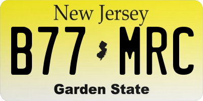 NJ license plate B77MRC