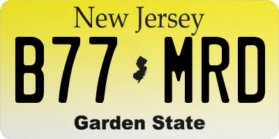 NJ license plate B77MRD