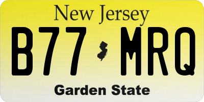NJ license plate B77MRQ