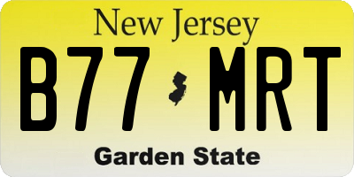 NJ license plate B77MRT