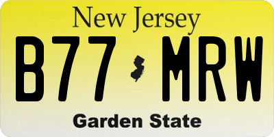 NJ license plate B77MRW