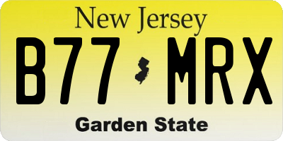 NJ license plate B77MRX