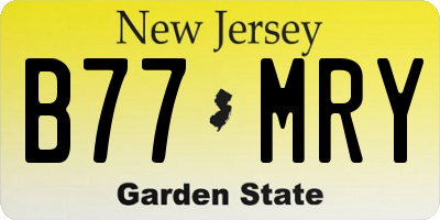 NJ license plate B77MRY