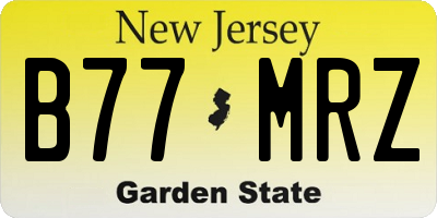 NJ license plate B77MRZ