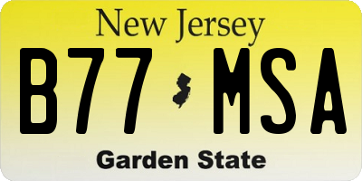 NJ license plate B77MSA