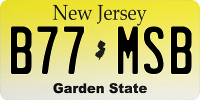 NJ license plate B77MSB