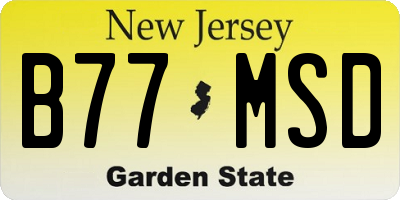 NJ license plate B77MSD