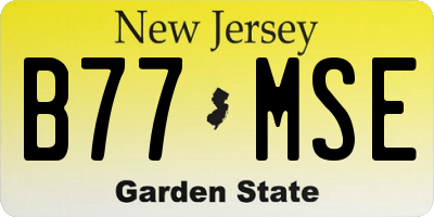 NJ license plate B77MSE