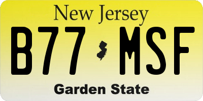 NJ license plate B77MSF
