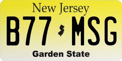 NJ license plate B77MSG