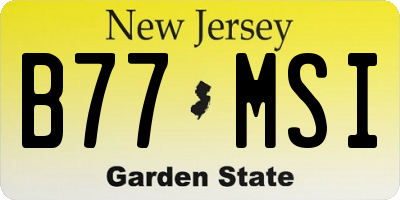 NJ license plate B77MSI