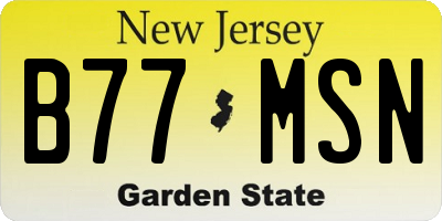 NJ license plate B77MSN