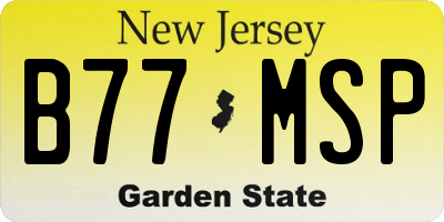 NJ license plate B77MSP