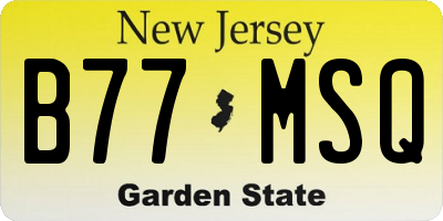 NJ license plate B77MSQ