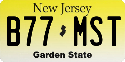 NJ license plate B77MST
