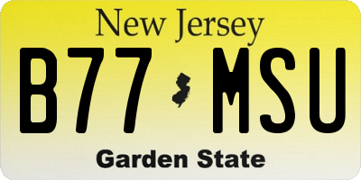 NJ license plate B77MSU