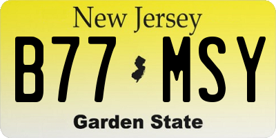 NJ license plate B77MSY