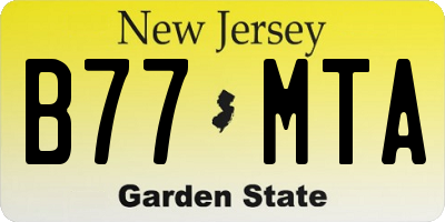 NJ license plate B77MTA