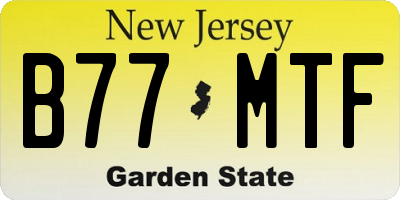 NJ license plate B77MTF