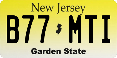 NJ license plate B77MTI