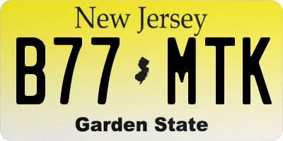 NJ license plate B77MTK
