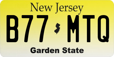 NJ license plate B77MTQ