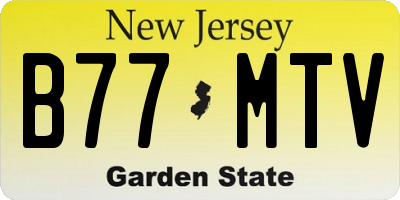 NJ license plate B77MTV