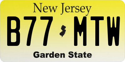 NJ license plate B77MTW