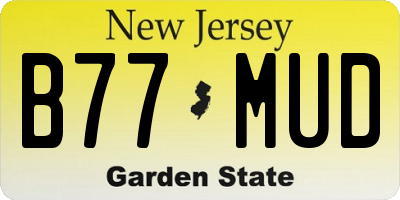 NJ license plate B77MUD