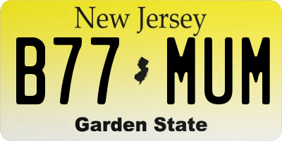 NJ license plate B77MUM