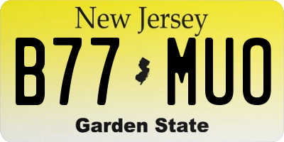 NJ license plate B77MUO