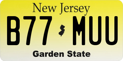 NJ license plate B77MUU