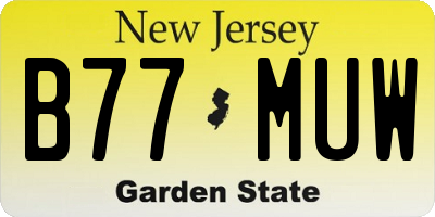 NJ license plate B77MUW