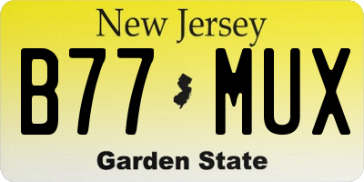 NJ license plate B77MUX