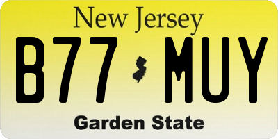 NJ license plate B77MUY
