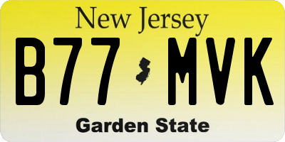 NJ license plate B77MVK