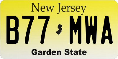 NJ license plate B77MWA