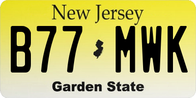NJ license plate B77MWK