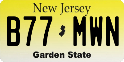 NJ license plate B77MWN