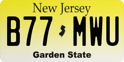 NJ license plate B77MWU