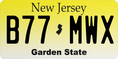 NJ license plate B77MWX