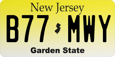 NJ license plate B77MWY