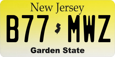 NJ license plate B77MWZ