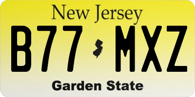 NJ license plate B77MXZ