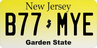 NJ license plate B77MYE
